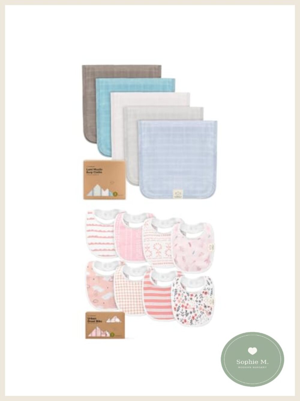 Muslin Burp Cloths 5-Pack & 8-Pack Baby Bibs Set Absorbent Cotton Infant